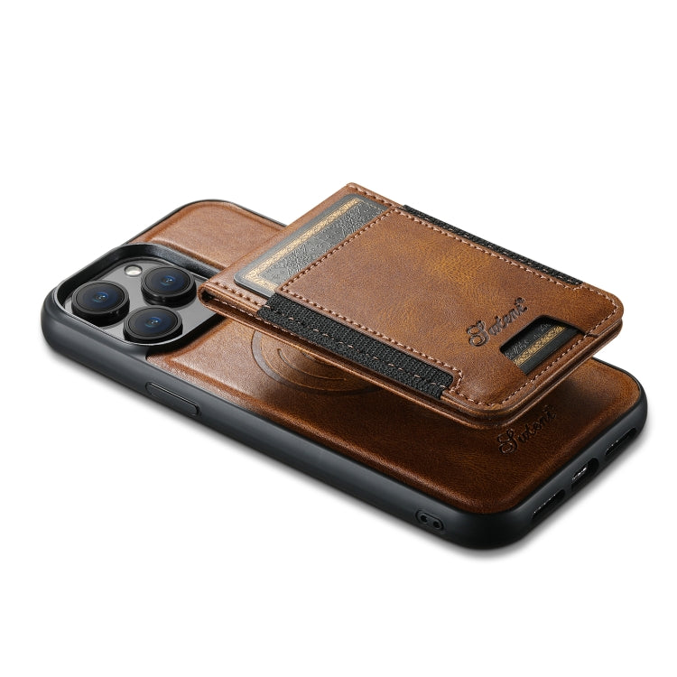 For iPhone 14 Suteni H17 Oil Eax Leather MagSafe Detachable Wallet Phone Case(Brown) - HoMEdemic™ 