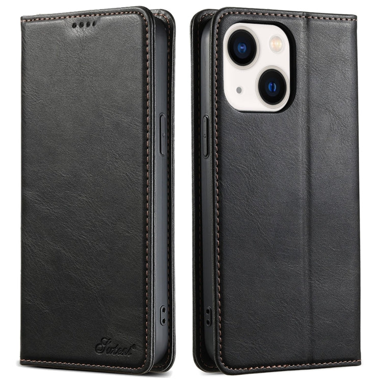 For iPhone 14 Suteni J02 Oil Wax Wallet Leather Phone Case(Black) - HoMEdemic™ 