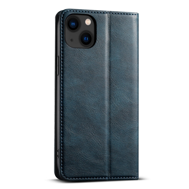 For iPhone 14 Suteni J02 Oil Wax Wallet Leather Phone Case(Blue) - HoMEdemic™ 