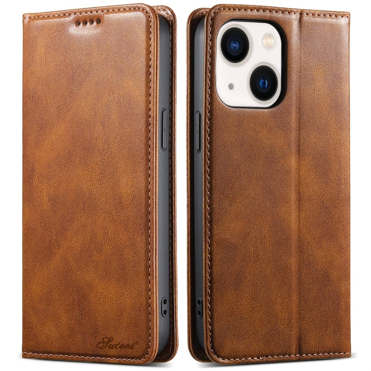 For iPhone 14 Suteni J02 Oil Wax Wallet Leather Phone Case(Brown) - HoMEdemic™ 