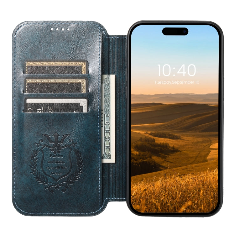For iPhone 14 Suteni J05 Leather Magnetic Magsafe Phone Case(Blue) - HoMEdemic™ 