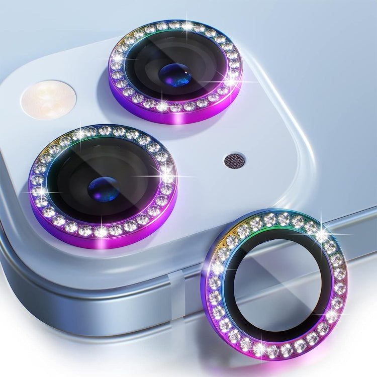 For iPhone 15 / 15 Plus ENKAY AR Anti-reflection Individual Diamond Ring Camera Lens Glass Full Film(Colorful) - HoMEdemic™ 