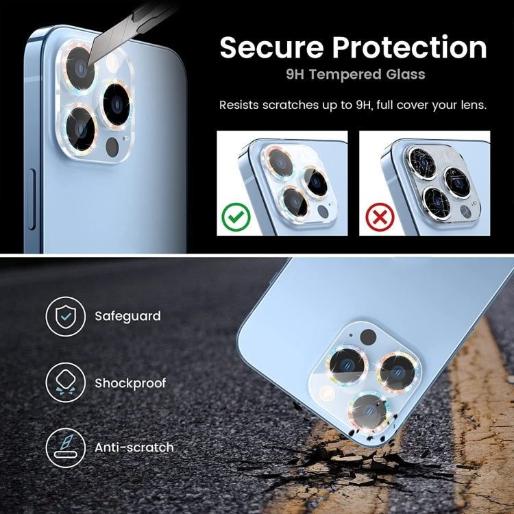 For iPhone 15 / 15 Plus Glitter Ring Tempered Glass Camera Lens Film(Silver) - HoMEdemic™ 