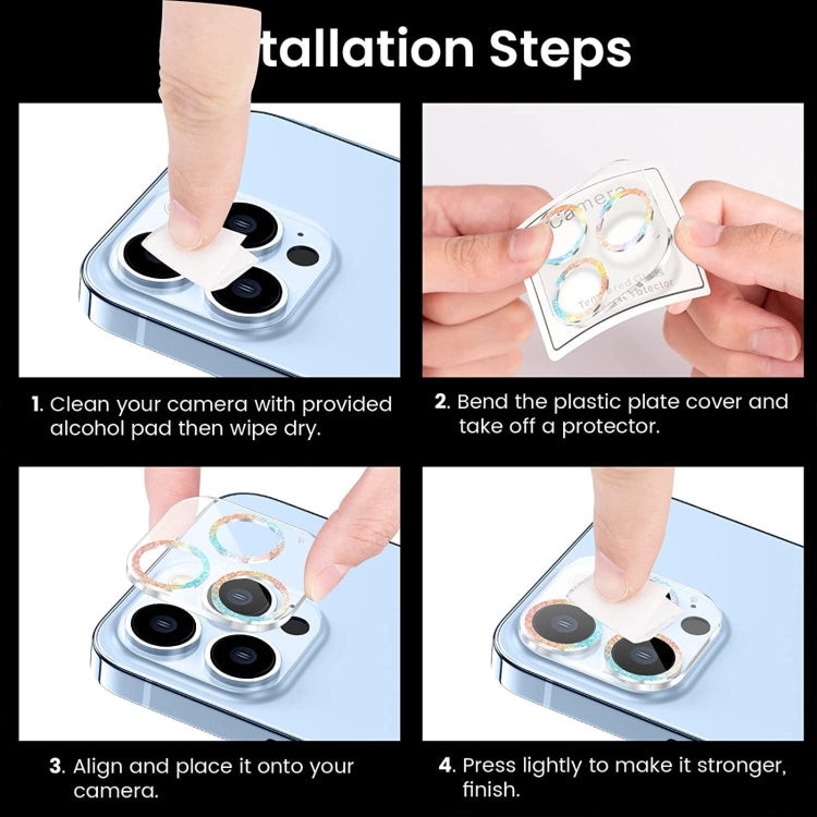 For iPhone 15 / 15 Plus Glitter Ring Tempered Glass Camera Lens Film(Silver) - HoMEdemic™ 