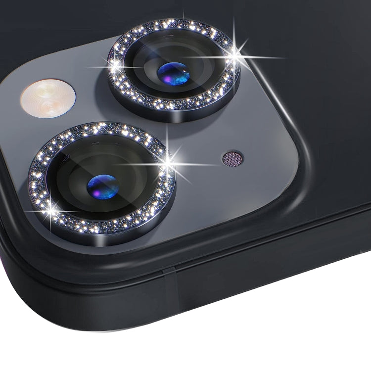 For iPhone 15 / 15 Plus NORTHJO Camera Lens Protector Tempered Glass Bling Glitter Metal Ring Film(Black) - HoMEdemic™ 