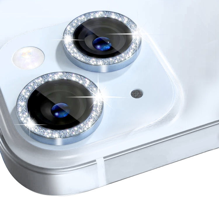 For iPhone 15 / 15 Plus NORTHJO Camera Lens Protector Tempered Glass Bling Glitter Metal Ring Film(Blue) - HoMEdemic™ 