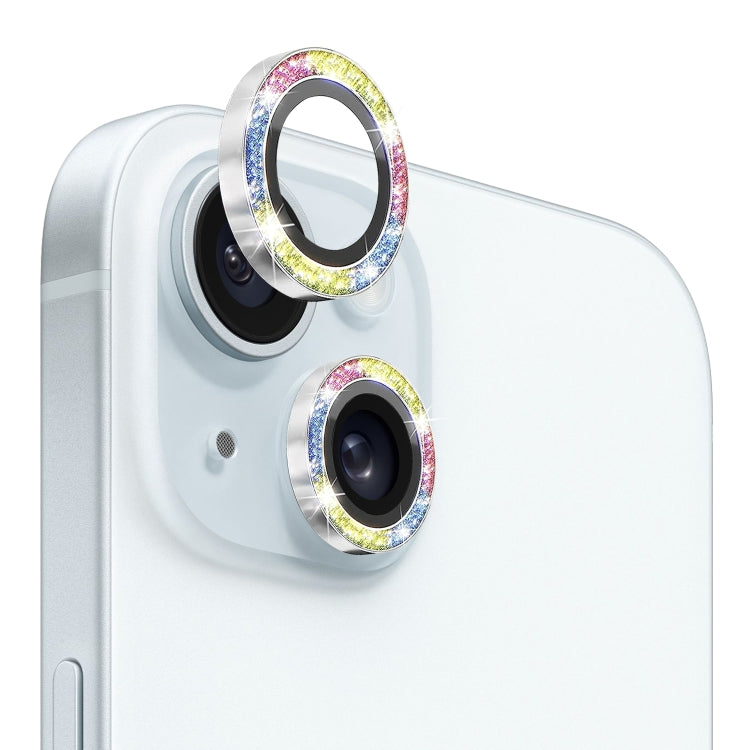 For iPhone 15 / 15 Plus NORTHJO Camera Lens Protector Tempered Glass Bling Glitter Metal Ring Film(Colorful) - HoMEdemic™ 