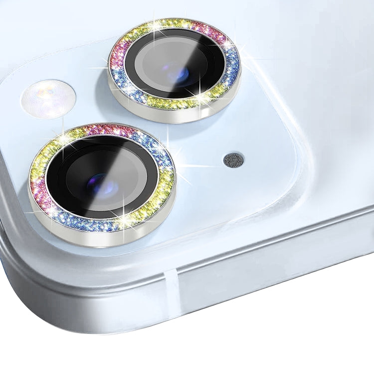 For iPhone 15 / 15 Plus NORTHJO Camera Lens Protector Tempered Glass Bling Glitter Metal Ring Film(Colorful) - HoMEdemic™ 
