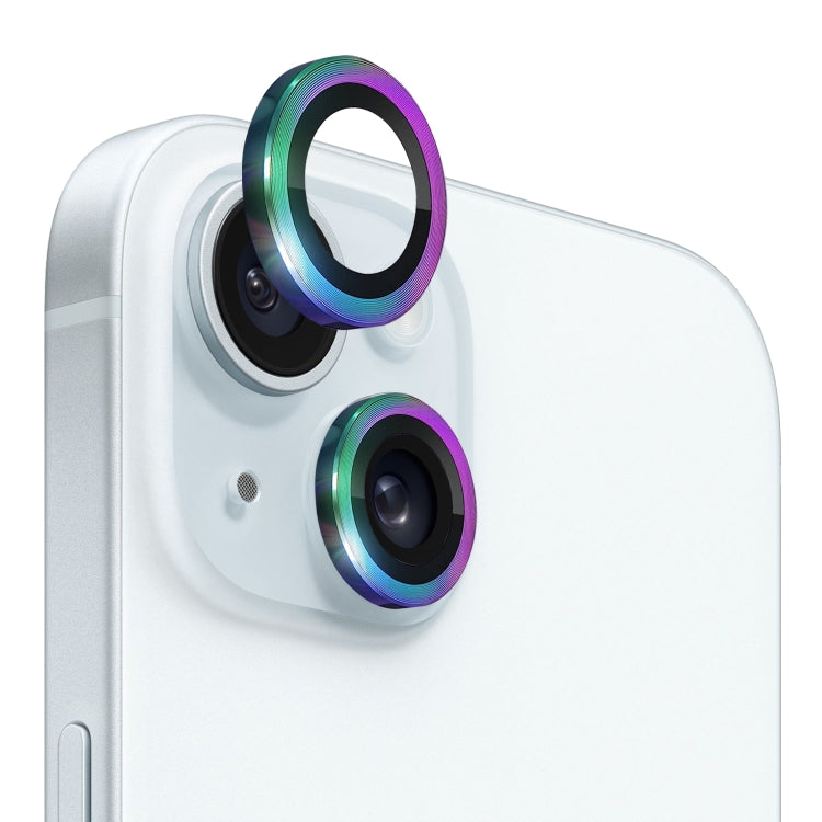 For iPhone 15 / 15 Plus NORTHJO Camera Lens Protector Tempered Glass CD Vein Metal Ring Film(Colorful) - HoMEdemic™ 