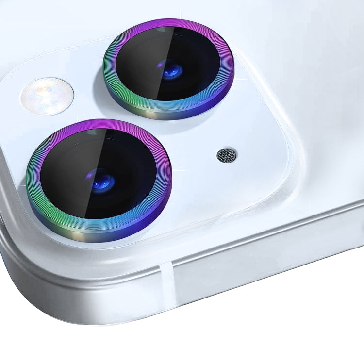 For iPhone 15 / 15 Plus NORTHJO Camera Lens Protector Tempered Glass CD Vein Metal Ring Film(Colorful) - HoMEdemic™ 