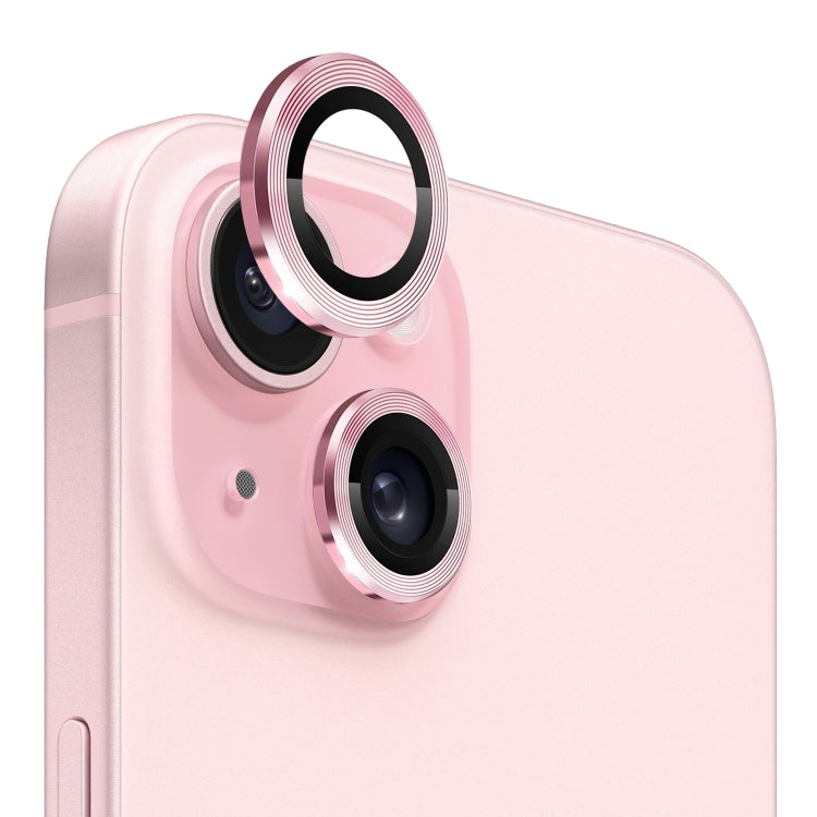 For iPhone 15 / 15 Plus NORTHJO Camera Lens Protector Tempered Glass CD Vein Metal Ring Film(Pink) - HoMEdemic™ 