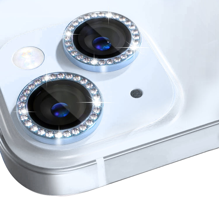 For iPhone 15 / 15 Plus NORTHJO Camera Lens Protector Tempered Glass Metal Rhinestone Ring Film(Blue) - HoMEdemic™ 