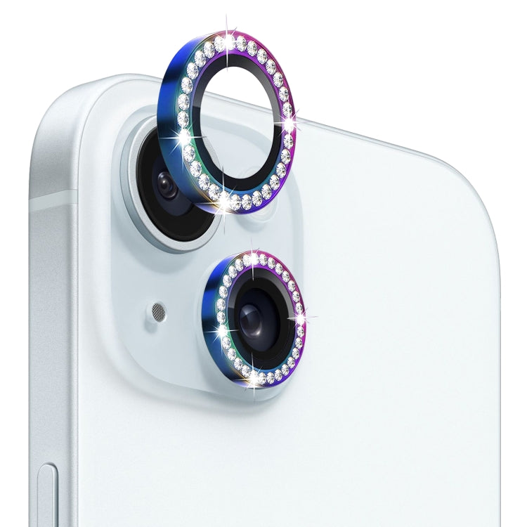 For iPhone 15 / 15 Plus NORTHJO Camera Lens Protector Tempered Glass Metal Rhinestone Ring Film(Colorful) - HoMEdemic™ 