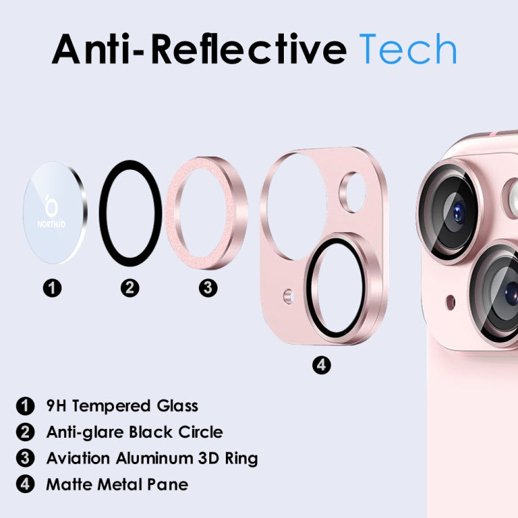 For iPhone 15 / 15 Plus NORTHJO Matte Camera Lens Protector Tempered Glass Rear Lens Film(Pink) - HoMEdemic™ 