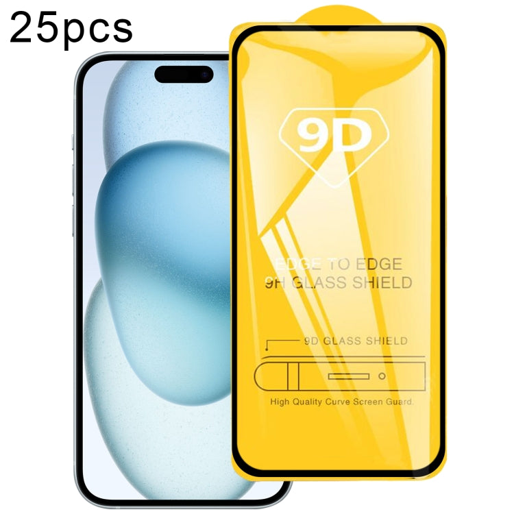 For iPhone 15 / 15 Pro 25pcs 9D Full Glue Screen Tempered Glass Film - HoMEdemic™ 
