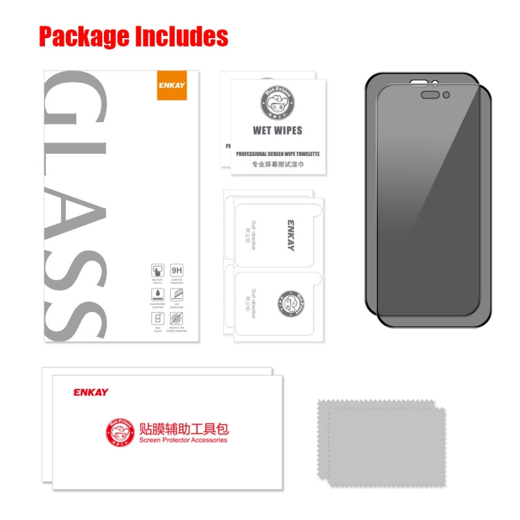 For iPhone 15 2pcs ENKAY Hat-Prince 28° Anti-peeping Tempered Glass Protector Full Screen Film - HoMEdemic™ 