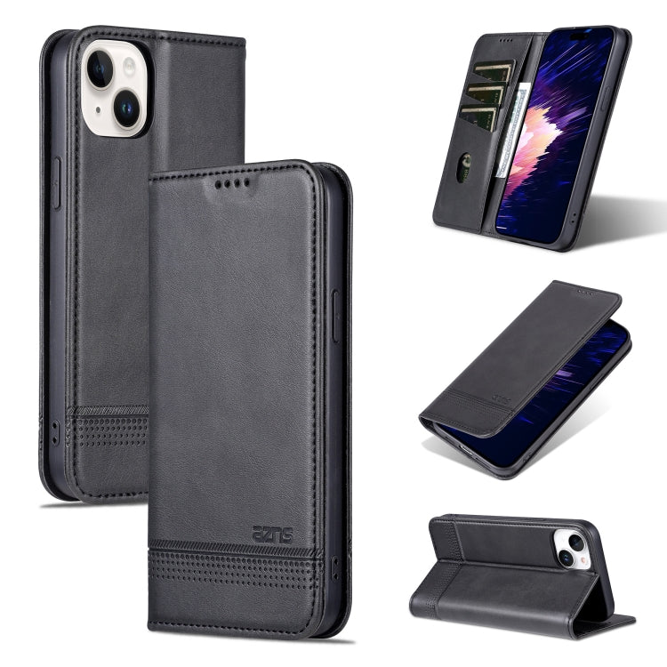 For iPhone 15 AZNS Magnetic Calf Texture Leather Phone Case(Black) - HoMEdemic™ 
