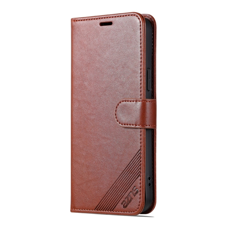 For iPhone 15 AZNS Sheepskin Texture Flip Leather Phone Case(Brown) - HoMEdemic™ 