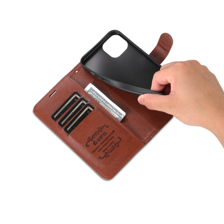 For iPhone 15 AZNS Sheepskin Texture Flip Leather Phone Case(Brown) - HoMEdemic™ 
