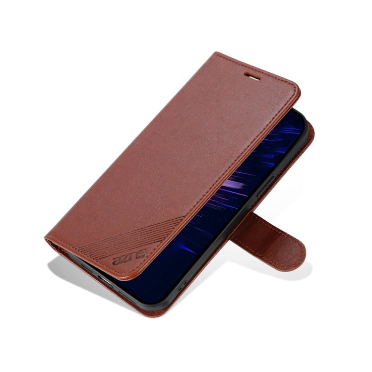 For iPhone 15 AZNS Sheepskin Texture Flip Leather Phone Case(Brown) - HoMEdemic™ 