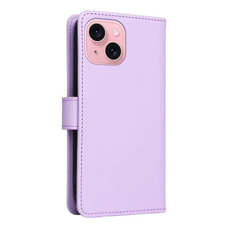 For iPhone 15 BETOPNICE BN-005 2 in 1 Detachable Imitate Genuine Leather Phone Case(Light Purple) - HoMEdemic™ 