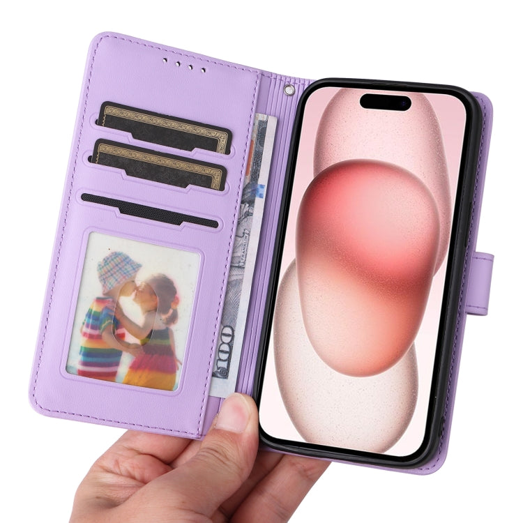 For iPhone 15 BETOPNICE BN-005 2 in 1 Detachable Imitate Genuine Leather Phone Case(Light Purple) - HoMEdemic™ 
