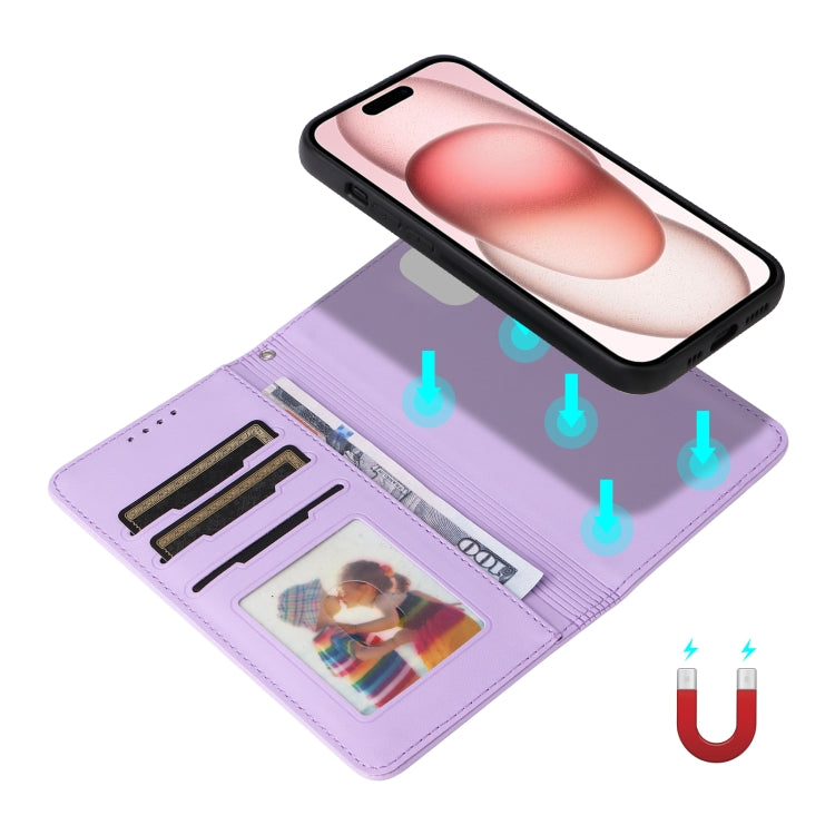 For iPhone 15 BETOPNICE BN-005 2 in 1 Detachable Imitate Genuine Leather Phone Case(Light Purple) - HoMEdemic™ 