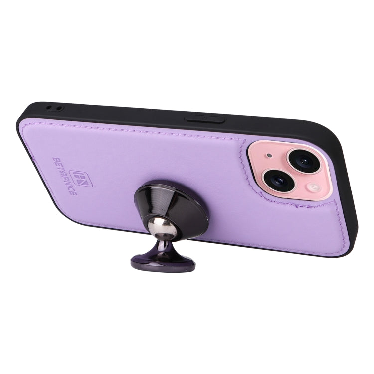 For iPhone 15 BETOPNICE BN-005 2 in 1 Detachable Imitate Genuine Leather Phone Case(Light Purple) - HoMEdemic™ 
