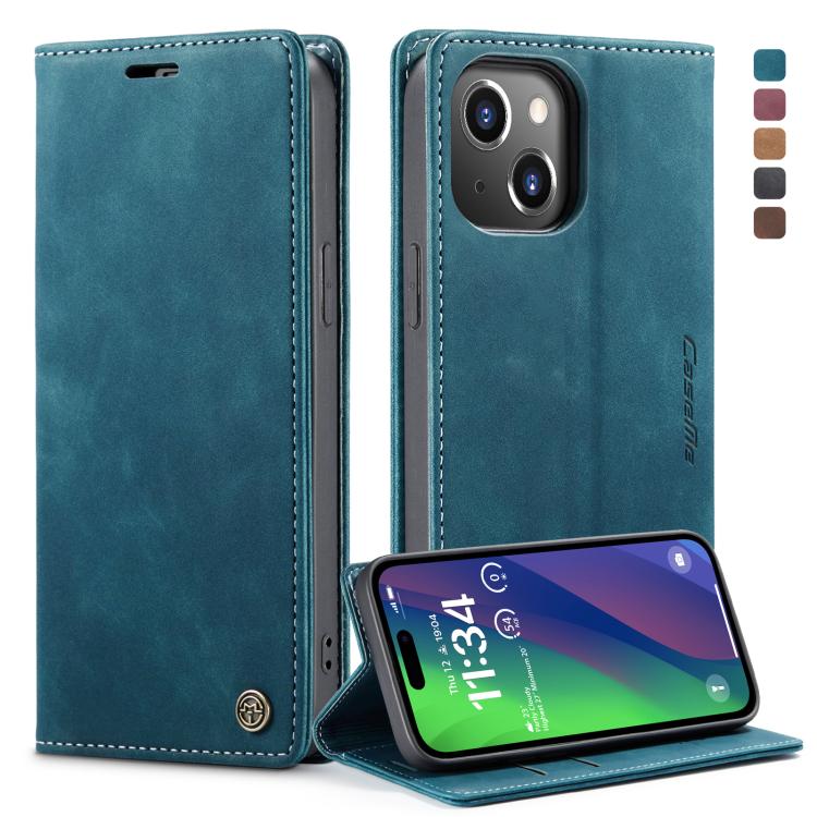 For iPhone 15 CaseMe 013 Multifunctional Horizontal Flip Leather Phone Case(Blue) - HoMEdemic™ 