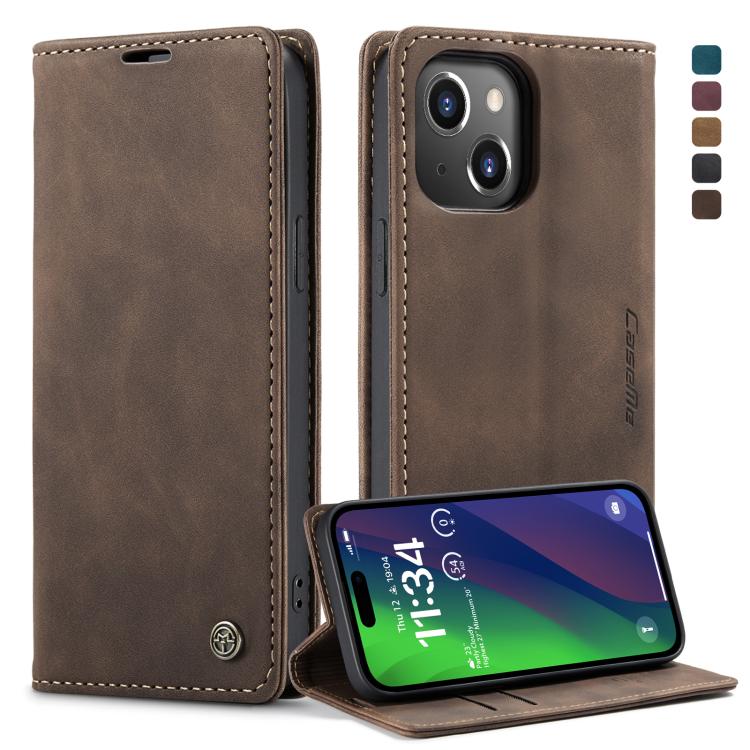 For iPhone 15 CaseMe 013 Multifunctional Horizontal Flip Leather Phone Case(Coffee) - HoMEdemic™ 