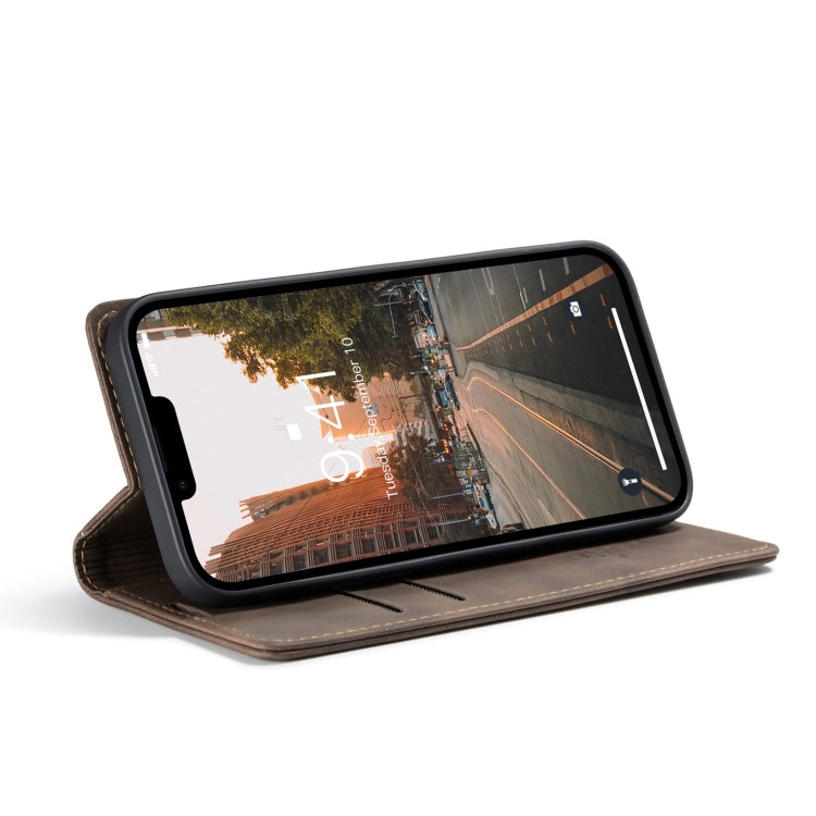 For iPhone 15 CaseMe 013 Multifunctional Horizontal Flip Leather Phone Case(Coffee) - HoMEdemic™ 