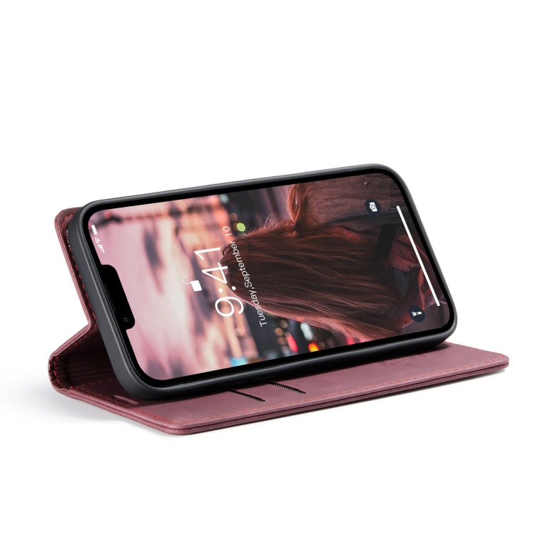 For iPhone 15 CaseMe 013 Multifunctional Horizontal Flip Leather Phone Case(Wine Red) - HoMEdemic™ 