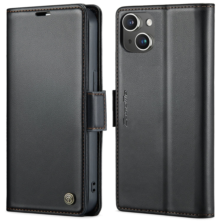 For iPhone 15 CaseMe 023 Butterfly Buckle Litchi Texture RFID Anti-theft Leather Phone Case(Black) - HoMEdemic™ 