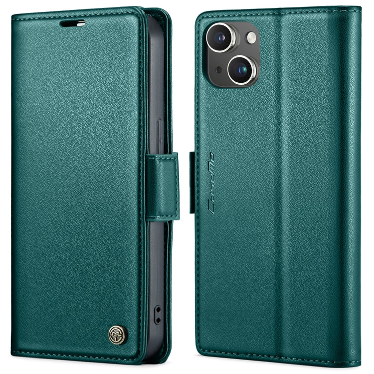 For iPhone 15 CaseMe 023 Butterfly Buckle Litchi Texture RFID Anti-theft Leather Phone Case(Pearly Blue) - HoMEdemic™ 