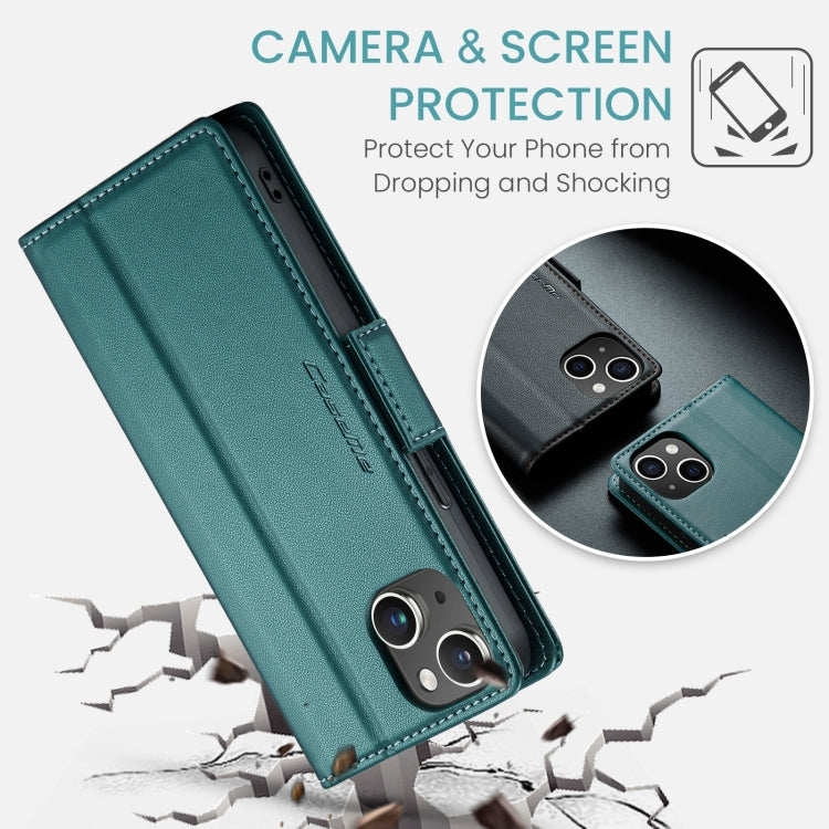For iPhone 15 CaseMe 023 Butterfly Buckle Litchi Texture RFID Anti-theft Leather Phone Case(Pearly Blue) - HoMEdemic™ 
