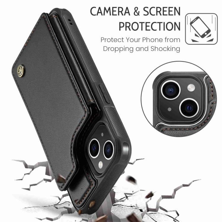 For iPhone 15 CaseMe C22 Card Slots Holder RFID Anti-theft Phone Case(Black) - HoMEdemic™ 