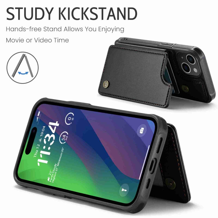 For iPhone 15 CaseMe C22 Card Slots Holder RFID Anti-theft Phone Case(Black) - HoMEdemic™ 