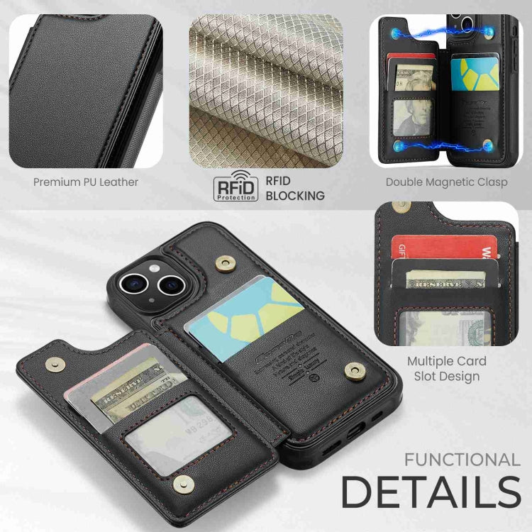 For iPhone 15 CaseMe C22 Card Slots Holder RFID Anti-theft Phone Case(Black) - HoMEdemic™ 