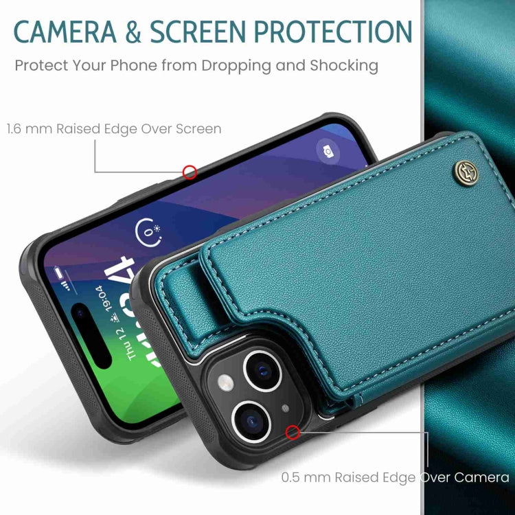 For iPhone 15 CaseMe C22 Card Slots Holder RFID Anti-theft Phone Case(Blue Green) - HoMEdemic™ 