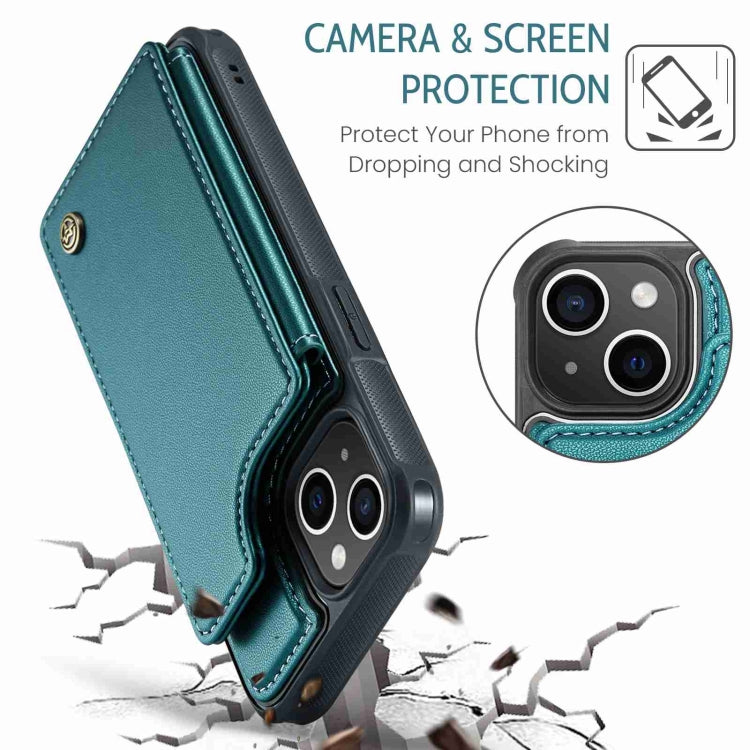 For iPhone 15 CaseMe C22 Card Slots Holder RFID Anti-theft Phone Case(Blue Green) - HoMEdemic™ 