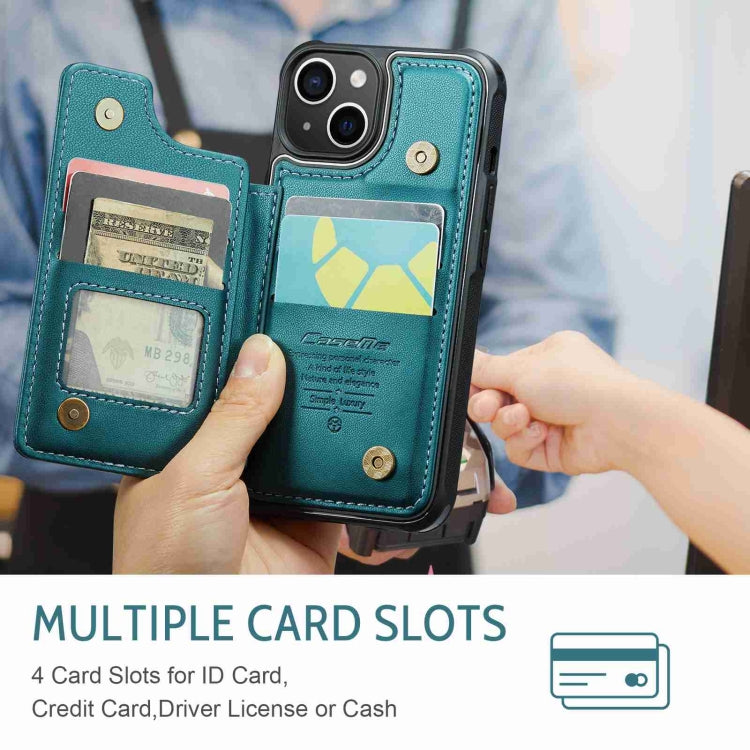 For iPhone 15 CaseMe C22 Card Slots Holder RFID Anti-theft Phone Case(Blue Green) - HoMEdemic™ 
