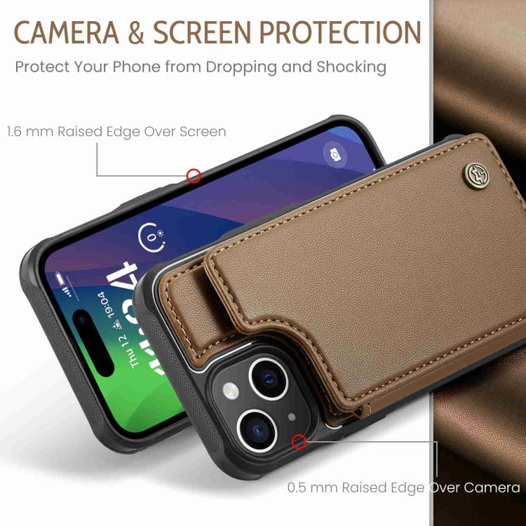 For iPhone 15 CaseMe C22 Card Slots Holder RFID Anti-theft Phone Case(Brown) - HoMEdemic™ 