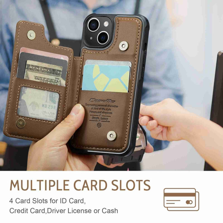 For iPhone 15 CaseMe C22 Card Slots Holder RFID Anti-theft Phone Case(Brown) - HoMEdemic™ 