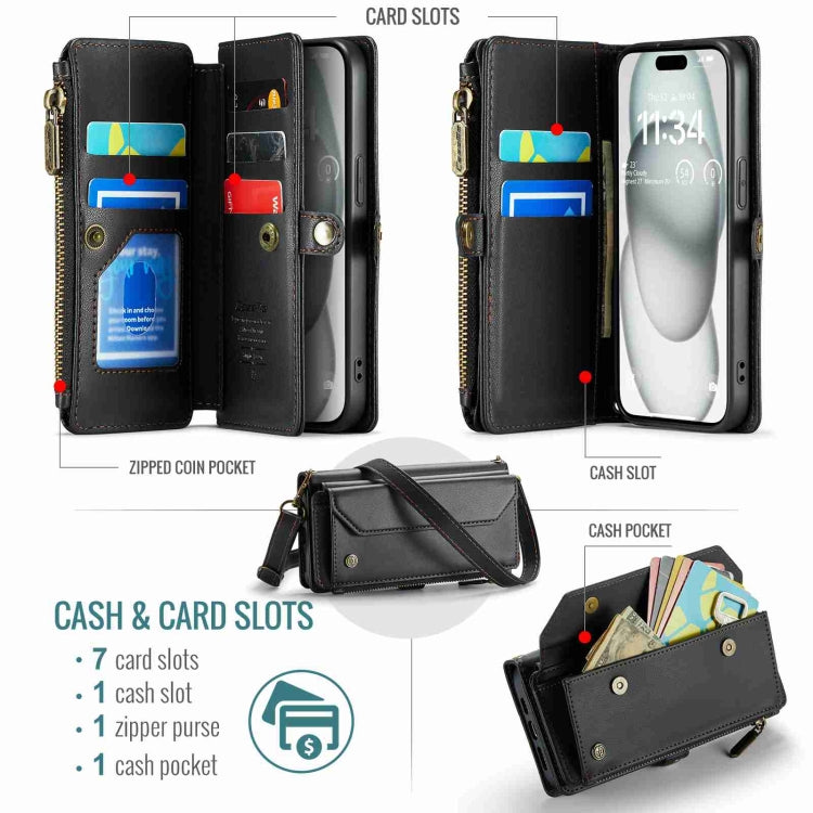 For iPhone 15 CaseMe C36 Card Slots Zipper Wallet RFID Anti-theft Leather Phone Case(Black) - HoMEdemic™ 