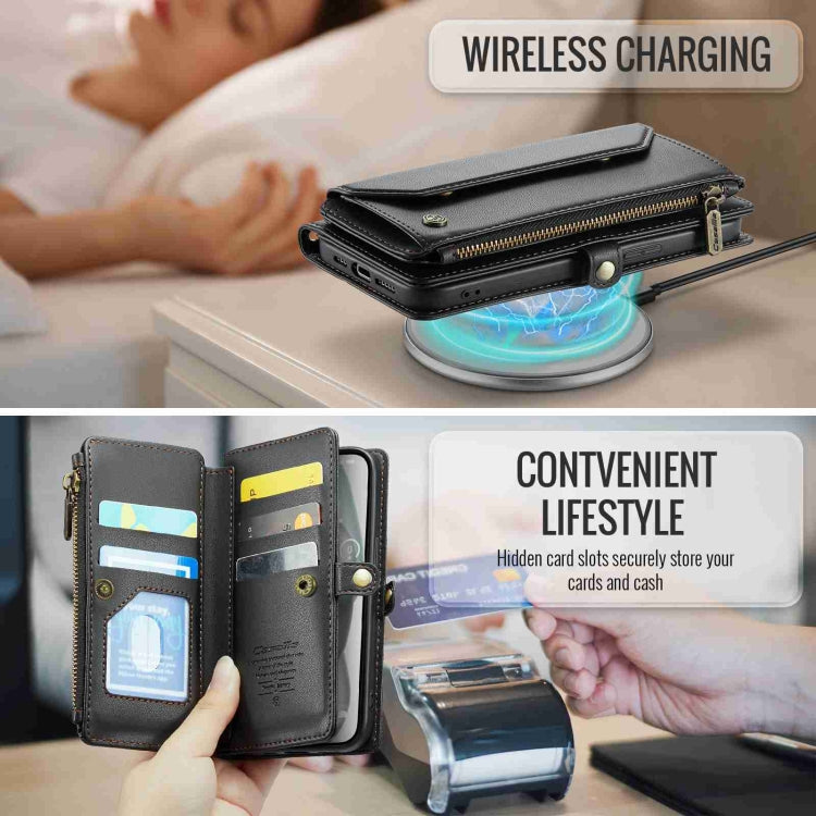 For iPhone 15 CaseMe C36 Card Slots Zipper Wallet RFID Anti-theft Leather Phone Case(Black) - HoMEdemic™ 