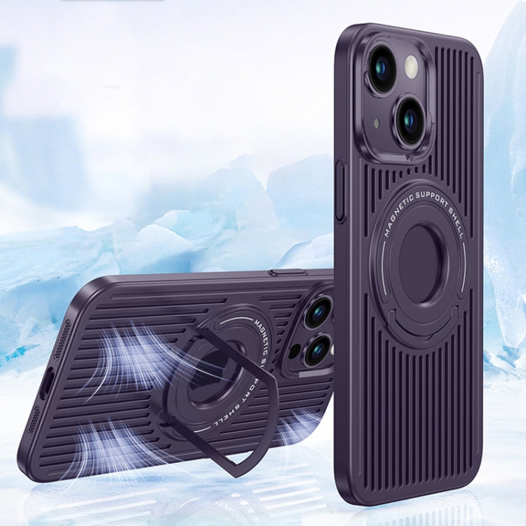 For iPhone 15 Cooling MagSafe Magnetic Ring Holder Phone Case(Purple) - HoMEdemic™ 