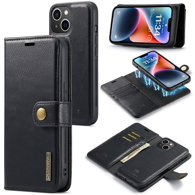 For iPhone 15 DG.MING Crazy Horse Texture Detachable Magnetic Leather Phone Case(Black) - HoMEdemic™ 
