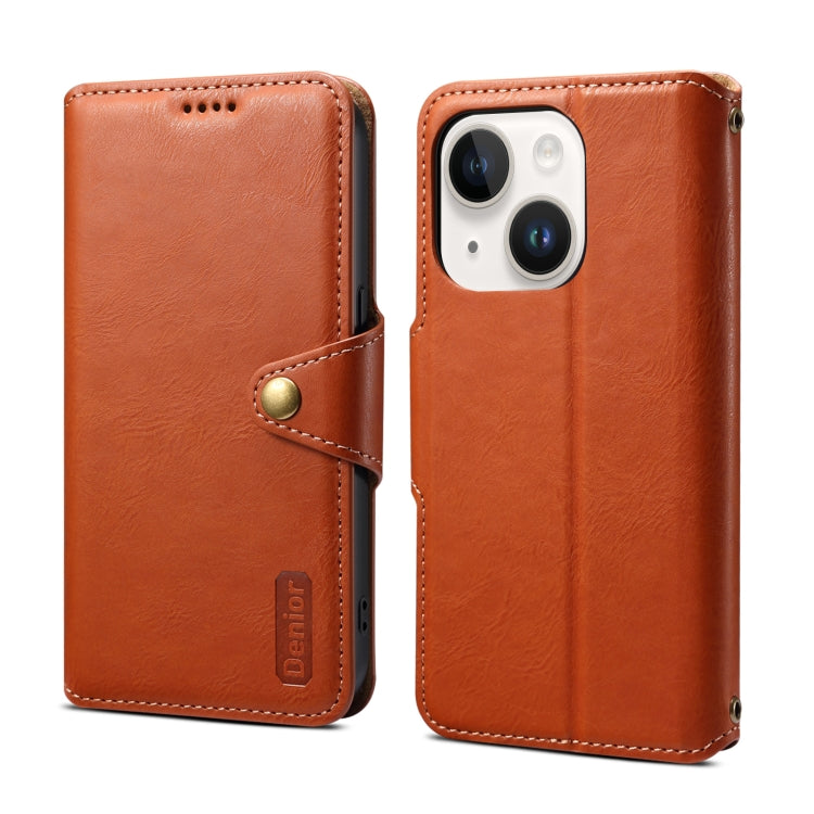 For iPhone 15 Denior Cowhide Texture Wallet Style Leather Phone Case(Brown) - HoMEdemic™ 