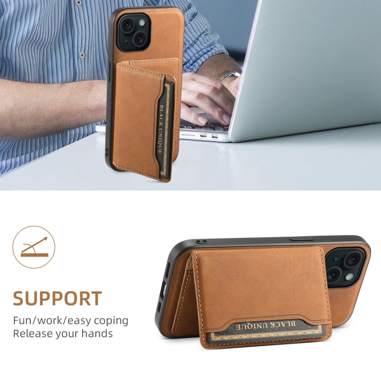 For iPhone 15 Denior D13 Retro Texture Leather MagSafe Card Bag Phone Case(Brown) - HoMEdemic™ 