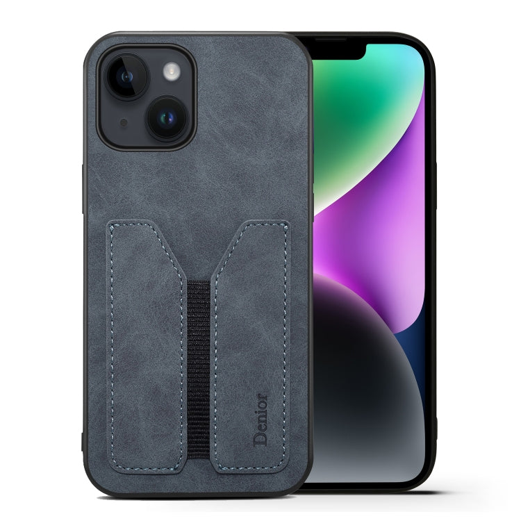 For iPhone 15 Denior DV Elastic Card Slot PU Back Cover Phone Case(Grey) - HoMEdemic™ 